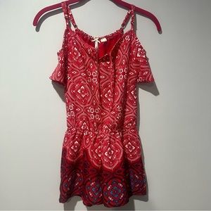 Girls red and blue short summer romper Size 7/8